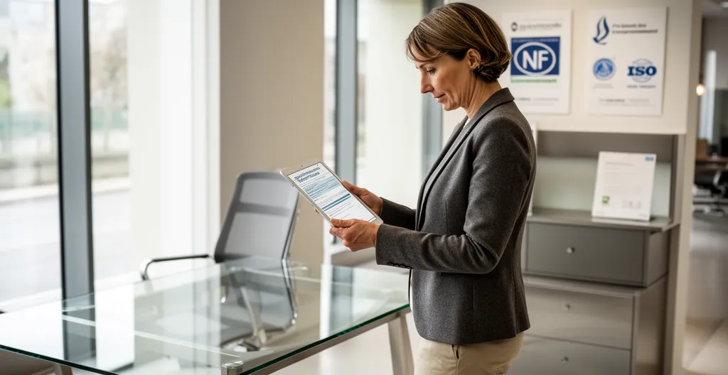 Responsable achat consultant les spécifications techniques de mobilier professionnel